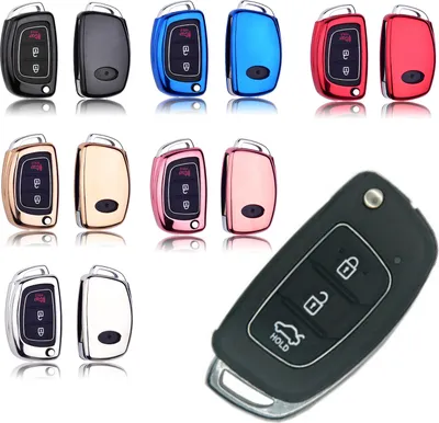Produktbild von Gehäuse Hülle Schlüssel für Hyundai i10 i20 i40 ix35 Santa Fe Tucson IONIQ Accen, Farbe Schlüssel-Cover:Rot