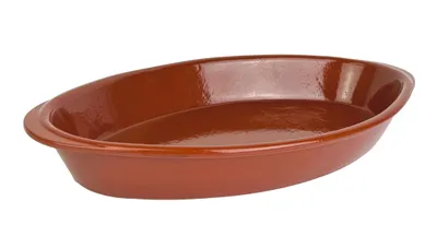 Produktbild von Ton-Auflaufform Ofenform Servierschale Mediterran Glasiert Oval 32cm x 18cm Spülmaschinengeeignet