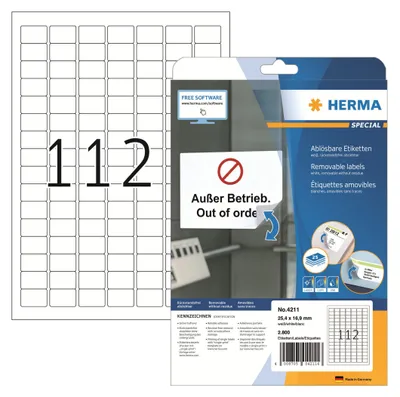 Produktbild von Etiketten A4 weiß 25,4x16,9 mm Movables/ablösbar Papier matt 2800 St.