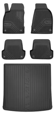 Productafbeelding van Rubberen automatten + kofferbakmat voor Audi A4 B6 2000-2006 (stationwagen) – 5-delig, zwart, op maat – Wielganizator