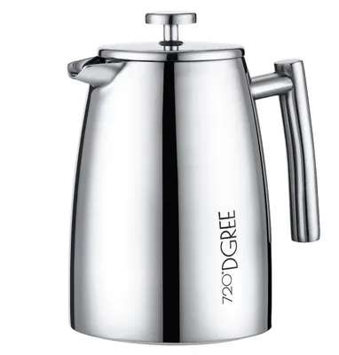 French Press 1 L, doppelwandig, Edelstahl, isoliert, für 4–8 Tassen