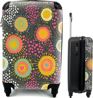 Produktbild von MuchoWow® MuchoWow® Koffer Handgepäck Trolley Rollkoffer Kleine Reisekoffer mit 4 Rollen - Mädchen - Herzen - Liebe - Muster - Mädchen - Rosa - Kinder - Kind - Cabin Size < 55x40x23 cm & 55x40x20 cm -