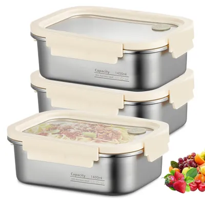 Produktbild von Solidchoice – Set aus 3 Edelstahl-Lebensmittelbehältern mit Deckel