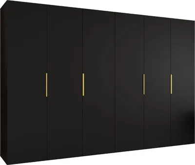 Produktbild von MEBLE KRYSPOL, Kleiderschrank, Schrank 300 cmx202x52, Schwarz, Gold