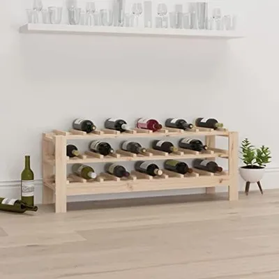 Produktbild von Weinregal aus massivem Kiefernholz, 109,5 x 30 x 42 cm