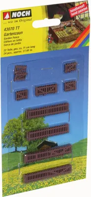 Produktbild von NOCH Gartenzaun, handbemalter Holzzaun, 22 Teile 0,9 cm hoch für Spur TT, ideal für Modelllandschaften