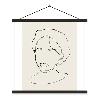 Produktbild von MuchoWow® Textilposter Text - Zitate - Strichzeichnungen - Frauen 90x90 cm mit schwarzem Rahmen - Magnetisches