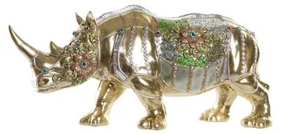 Harzfigur Rinoceronte Dorado, 55 x 17,5 x 25 cm, 1 Stück