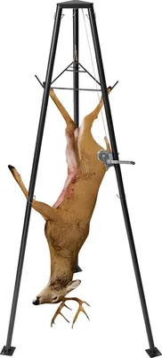 Zdjęcie produktu dla Szubienica na zwierzynę - Wieszak na zwierzynę - Z wciągarką linową i ościeżnicą - Udźwig 227 kg - 130 x 110 x 275 cm - Do skórowania i czyszczenia zwierzyny - Czarny