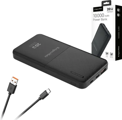 Produktbild von KrugerMatz Powerbank 10000mAh 20W USB-C & QC f. Handy