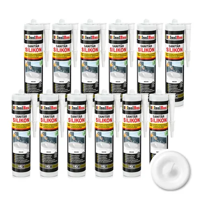 Produktbild von Isolbau Sanitär Silikon 12 x 300 ml Weiß - Hochelastischer Silikon-Dichtstoff für Abdichtungen & Fugen – Schimmelresistent, wasserdicht -  Kartusche