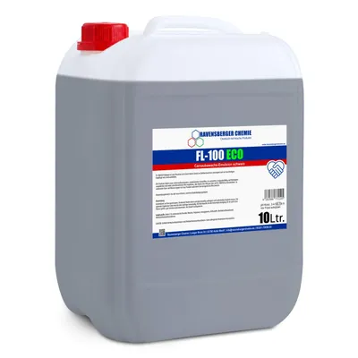 Produktbild von Ravensberger Chemie FL-100 ECO Carnaubawachs Emulsion - 10 Liter Bodenpflege Wachs-Emulsion für Gewerbe- und Industrieböden - Schwarz