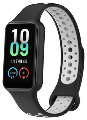 Produktbild von Amazfit Band 7 Zweifarbiges Silikon Sport Armband Schwarz / Grau Ersatz Armband