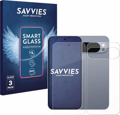 Produktbild von 3x Savvies Schutzglas Folie für Google Pixel 10 Pro XL (Display+Rückseite) 9H Panzer Schutzfolie Glas Displayschutz klar transparent