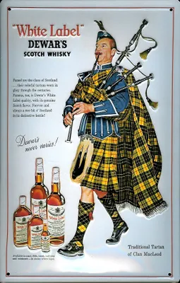 Produktbild von Blechschild Dewar's Scotch Whisky Dudelsackpfeifer Schild Dudelsack Werbeschild