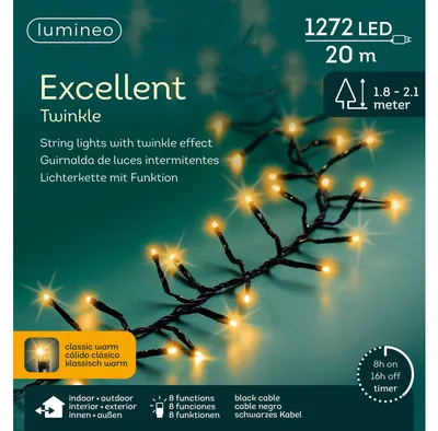 Image de Lumineo Guirlande lumineuse EXCELLENT TWINKLE 1272 LED 20 m classique chaud