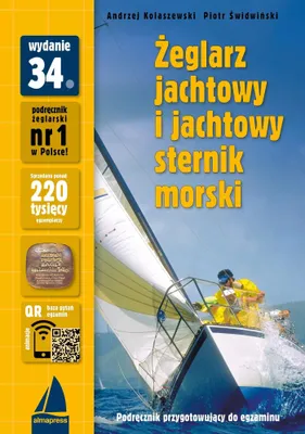 A book cover showing a sailboat on the water, with text overlays and graphics.