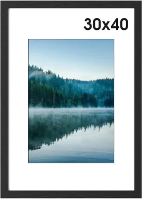 Image de Cadre photo 30 x 40 cm, cadre photo noir, cadre en bois, 30 x 40 cm, format portrait et fixation murale, cadre pour photos, affiches, cadre photo 30x40