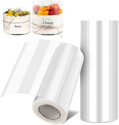 Produktbild von Plastikfolie für Tortenring 8/10 cm - Tortenfolie 10 m - Tortenbandfolie - Tortenband für Knutseln und Dekoration