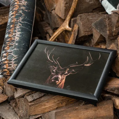Produktbild von Landhaus Tablett, Knietablett, Kissentablett, Schoßtablett Hirsch schwarz