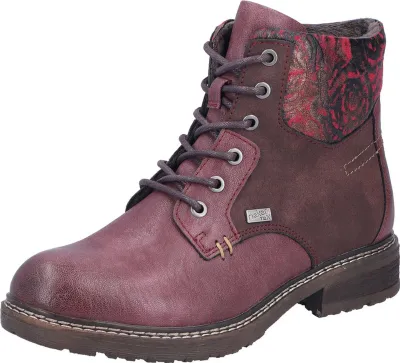 Produktbild von Rieker Damen Stiefelette mit Blumenmuster wasserabweisend mit RiekerTEX 94712, Größe:39 EU, Farbe:Rot