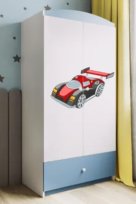 Produktbild von Kinderkleiderschrank Babydreams Drehtürenschrank Kleiderschrank Rennwagen Blau