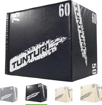 Image de Tunturi Plyo Box pour l'entraînement de force - Caisse de fitness en bois avec housse souple en EVA - Jumpbox 40/50/60cm - Incl. application de fitness e