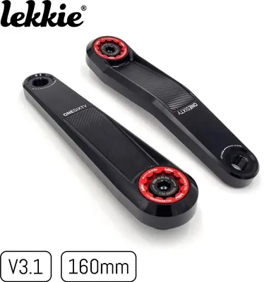 Produktbild von windmeile | Lekkie Buzz Bars Pedalarme, Left Offset Square Drive 160mm, V3.1, Schwarz and Rot, Kurbeln für Bafang BBS01/02/HD, E-Bike, Pedelec