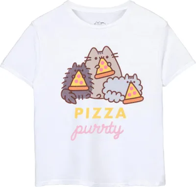 Obrázok produktu pre Pusheen - Tričko "Pizza Purrty" pre dievčatá s krátkym rukávom NS8402 (140) (White)