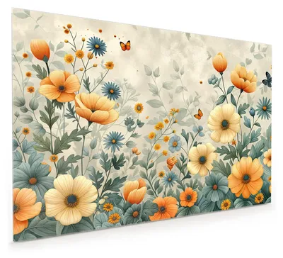 Produktbild von Küchenrückwand Spritzschutz Glas mit Motiv Blumenwiese 40 x 40 cm