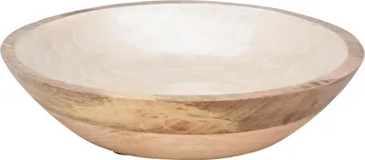 Image de Bol en bois de manguier avec émail perlé, crème, 23,5x7cm