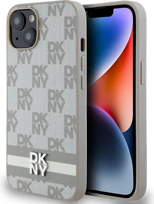 Produktbild von Dkny PolyurethanLeather Checkered Pattern And Stripe Iphone 14 Handyhülle    One Size