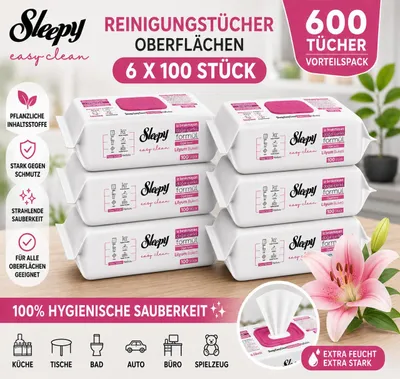 Produktbild von Sleepy Easy Clean Oberflächenreinigungstücher Lilium 6x100