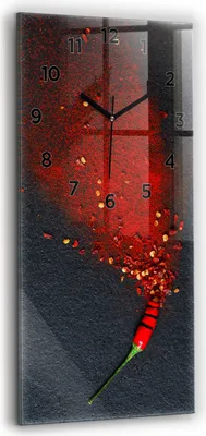 Produktbild von Wallfluent Wanduhr – Stilles Quarzuhrwerk - Uhr Dekoration Wohnzimmer Schlafzimmer Küche - Zifferblatt - schwarze Zeiger - 30x60 cm - Rotes Pfeffergewürz