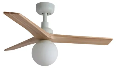 Zdjęcie produktu dla Energooszczędny wentylator sufitowy z oświetleniem i pilotem Klim S dąb biały 92 cm