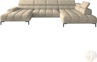 Produktbild von DOMO-HOME Ecksofa PLAZA XL mit elektrischer Relax-Funktion 385x216cm | Modernes Design| Hochwertige Verarbeitung| Verstellbare Kopfstützen| Bezug Salvador mit Water Repellent Technologie | Farbe creme| Rechts