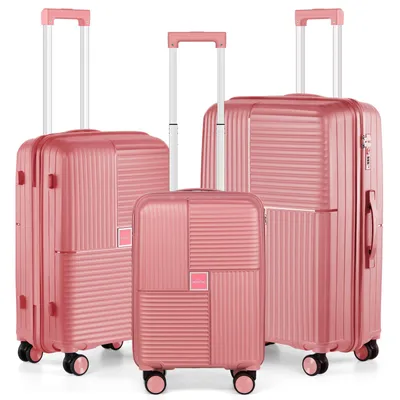 Zdjęcie produktu dla HOMELUX zestaw walizek 3 szt. różowa walizka na kółkach twarda skorupa zestaw walizek torba M-L-XL M7920