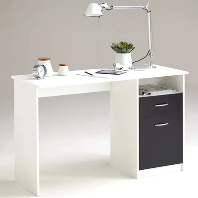 Zdjęcie produktu dla FMD Biurko z 1 szufladą 123x50x76,5 cm biały/czarny 3004-001