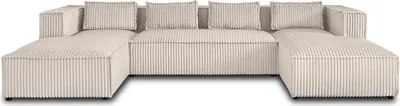 Image de Lisa Design Stella - canapé panoramique en U - 7 places - en velours côtelé grosses côtes , Blanc