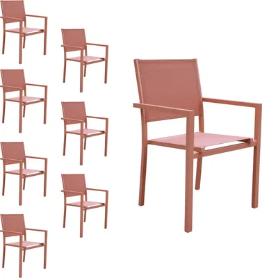 Produktbild von 8er Set Stühle aus Aluminium Terracotta - Textilene Terracotta