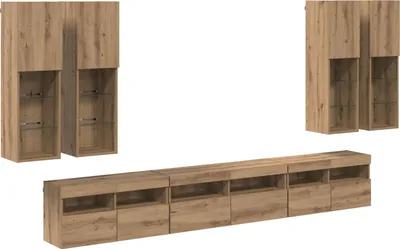Immagine prodotto di vidaXL Set di mensole da parete per TV, 7 pezzi, materiale composito effetto legno artigianale