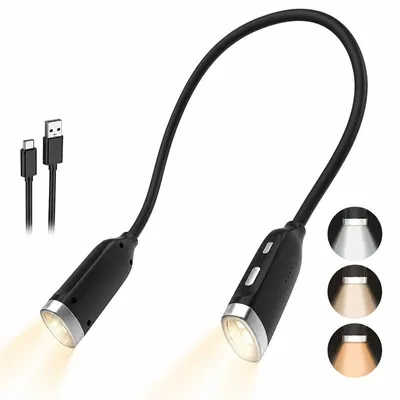 Produktbild von Leselampe zum Umhängen Nackenleselampe USB C Wiederaufladbar 3 Lichtfarben Stufenlos Dimmbar Flexibel