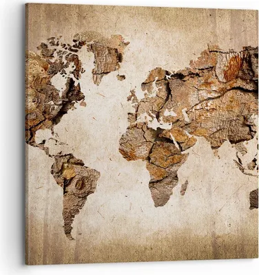 Produktbild von Bild auf Leinwand - Leinwandbild - Karte Welt modern - 70x70cm - Wand Bild - Wanddeko - Wandbilder - Leinwanddruck - Bilder - Kunstdruck - Wanddekoration - Leinwand bilder - Wandkunst - AC70x70-3590