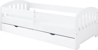 Produktbild von Kinderbett 80x160 | 80x180 | 90x200 cm mit Schublade, Rausfallschutz & Lattenrost in weiß 160 x 80 Mädchen Jungen Bett