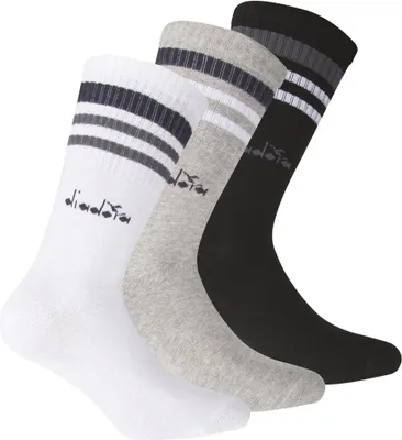 Produktbild von Diadora Uni Tennissocken - 3er Pack, Logo, Streifen Schwarz/Grau/Weiß 39-42