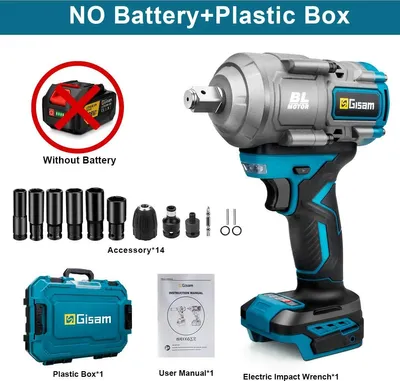 Image de Visseuse à chocs - Sans fil - Emmanchement carré de 1,27 cm, 2000 Nm, moteur sans balais, 5 vitesses, compatible 18 V - Sans batterie ni chargeur