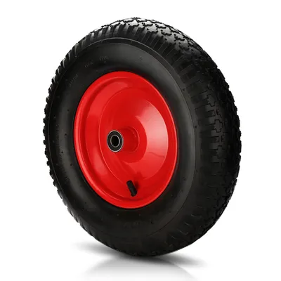 Ruote Per Passeggini Ruota Carriola Piena Ruota Per Carriola In Gomma Piena - 4.80/4.00-8, Con Cerchione In Acciaio E 3 Adattatori (Giallo/Rosso) Ruote Carrello Carriola 2 Ruote - Foto 10