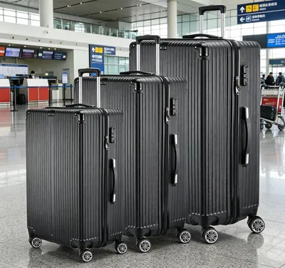 Image de Ensemble de valises rigides en ABS, composé de 3 pièces de tailles 20, 24 et 28 pouces, chacune avec 4 roulettes