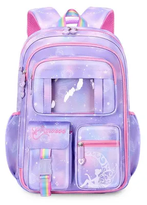 Immagine prodotto di Zaino per bambini, modello zaino scolastico per bambine, classi 1-3, con ciondolo in peluche, colore viola, dimensioni 30x12x41 cm