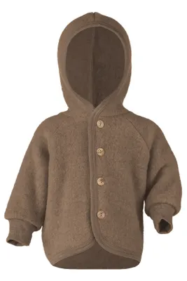 Produktbild von Engel Kinder Kapuzenjacke mit Holzknöpfen Wolljacke, Gr. 50-56, braun (WalnussMelange)